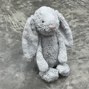 Jellycat London Gray Bashful Bunny 11" Sitting Beanie Botton Medium